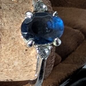 Avon Silver Ring with Deep Blue Center Stone